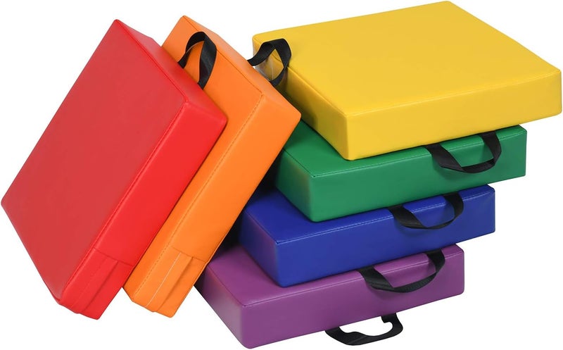 Giantex 6 Pcs Square Floor Cushions for Kids, 15'' Soft Foam Floor Seating w/Handles, Colored Flexible Seating for Classroom Elementary, Story Time, Kindergarten, Daycare, Preschool & Nursery - Image 1